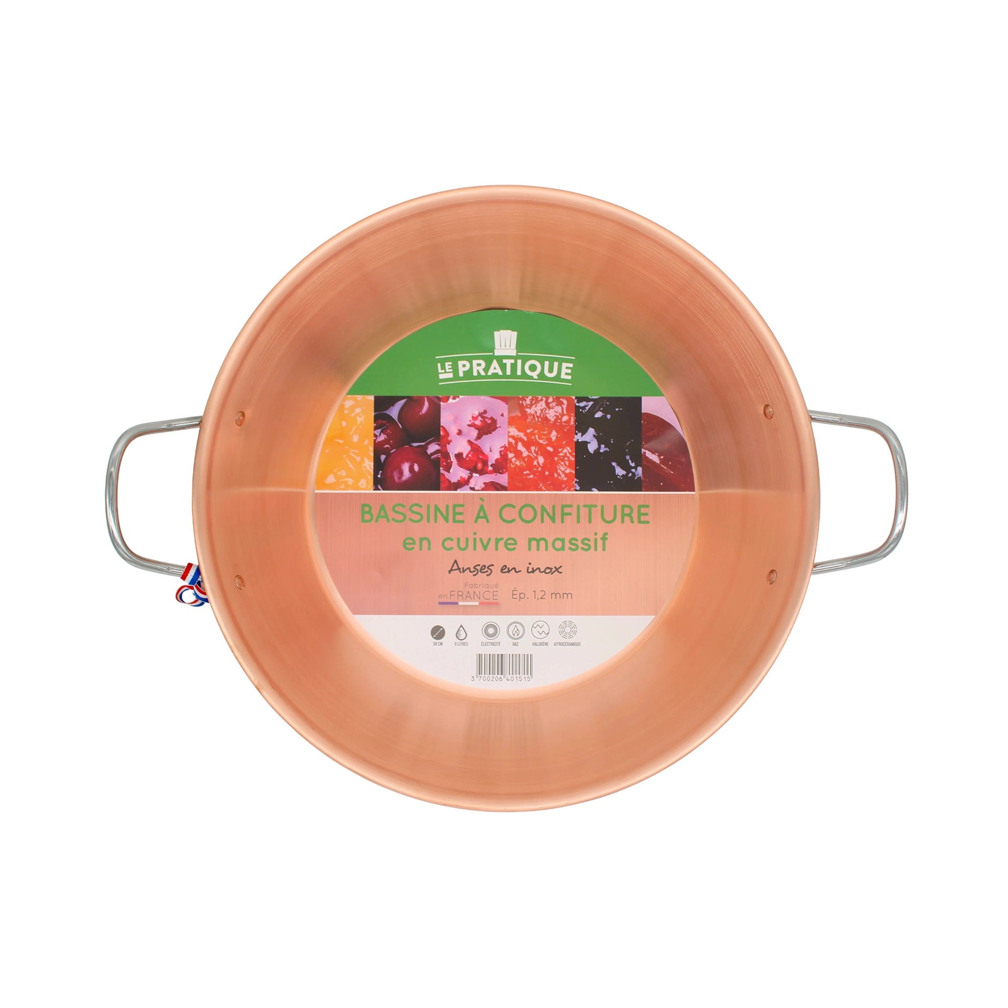 Le Pratique - Koperen confituurpan jampan 38cm - 9L - verpakking