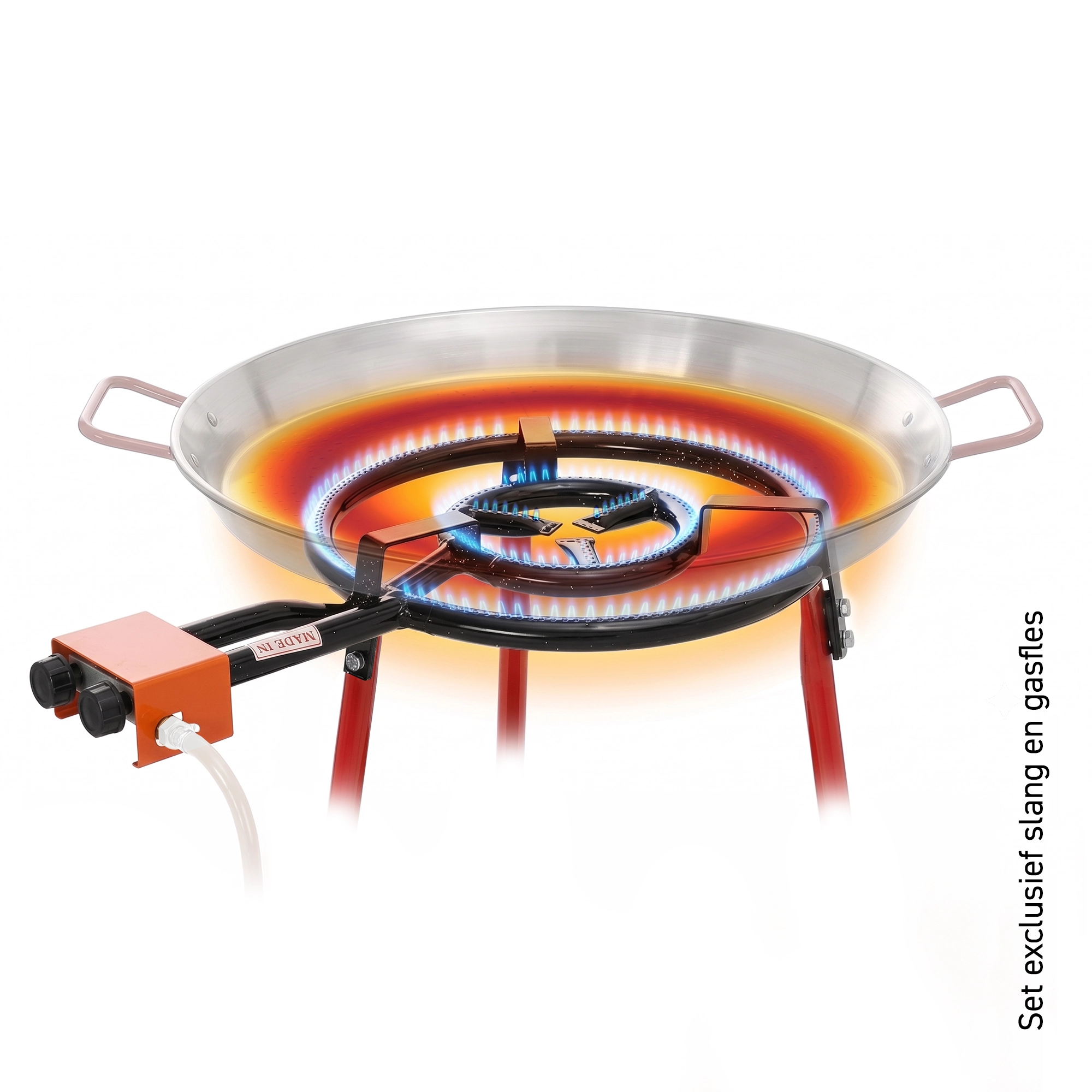 Paellapan "Valencia" 6-12 personen - 46cm met Gasbrander - Laag model