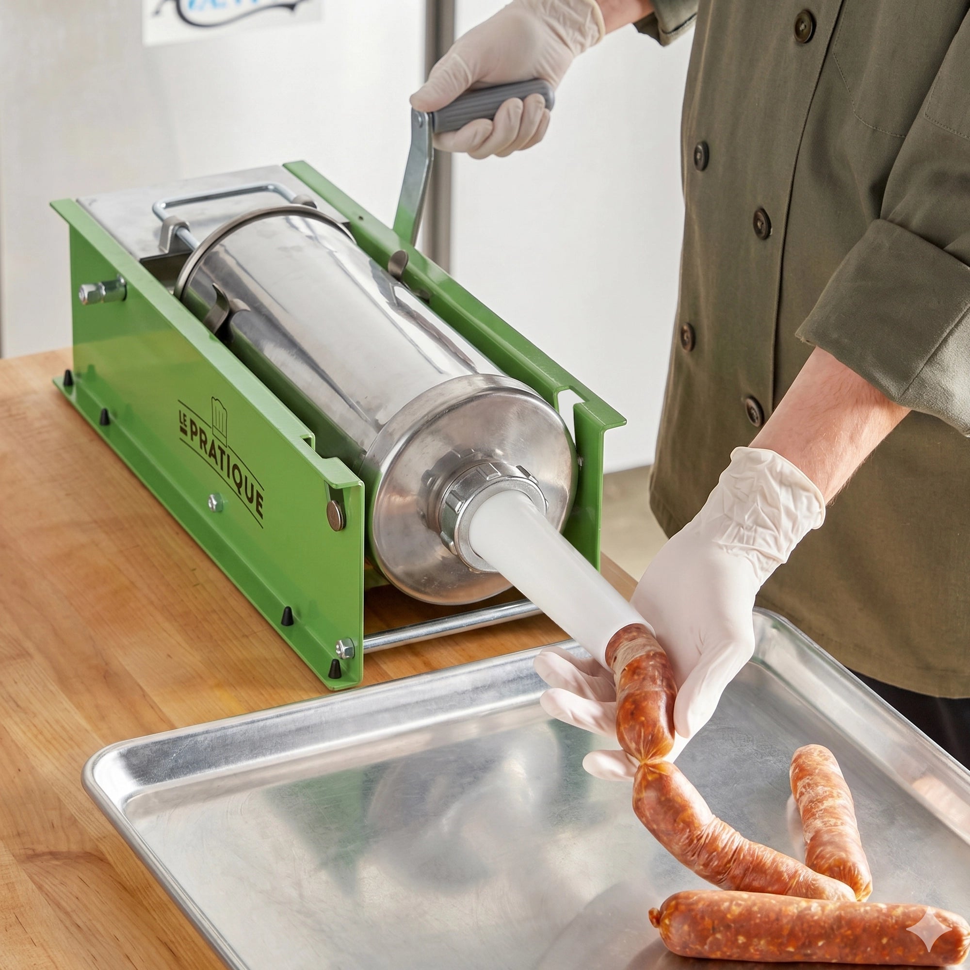 Le Pratique - Worstenvuller Horizontaal 5L - RVS cilinder 2 snelheden - sfeerbeeld miniatuur