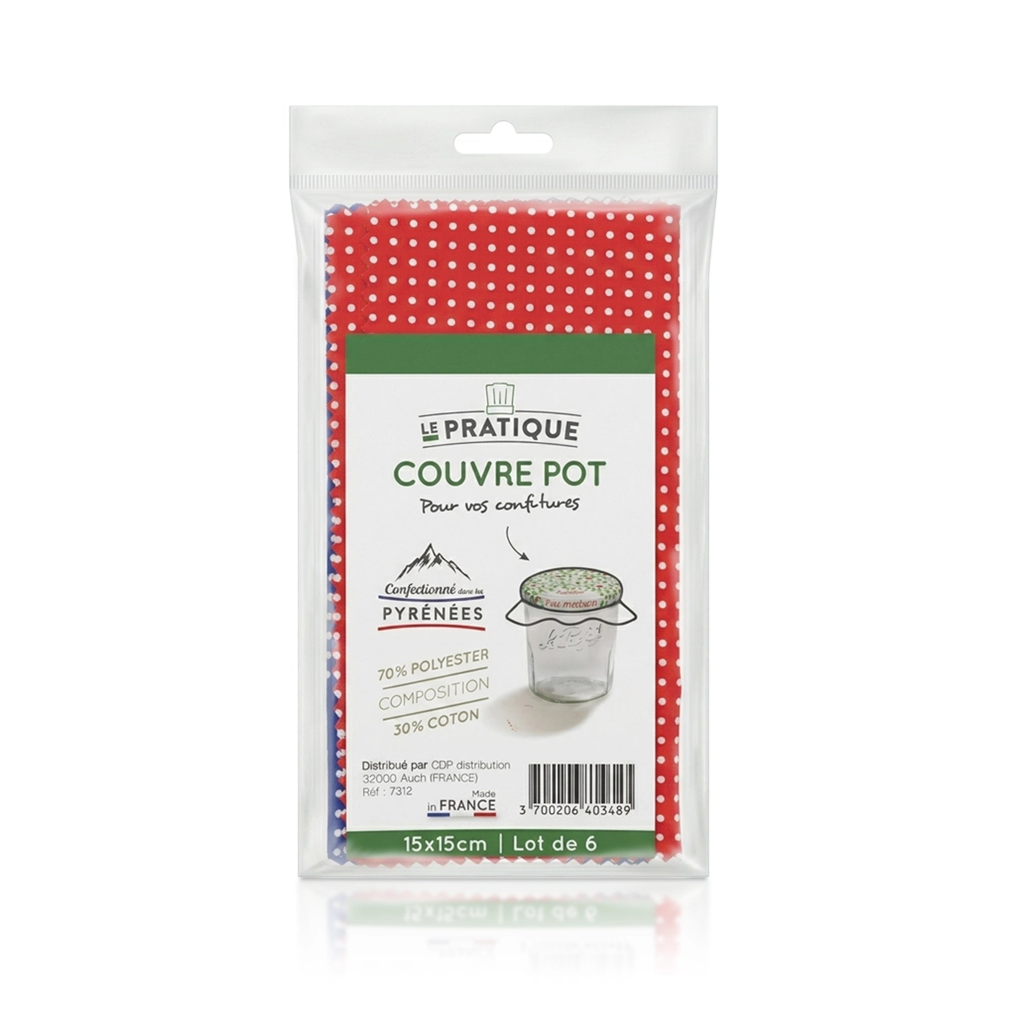 Le Pratique - 6 Katoenen Doekjes voor Inmaakpotten - Jampotten 15x15 cm - set van 6 - productfoto 4 miniatuur