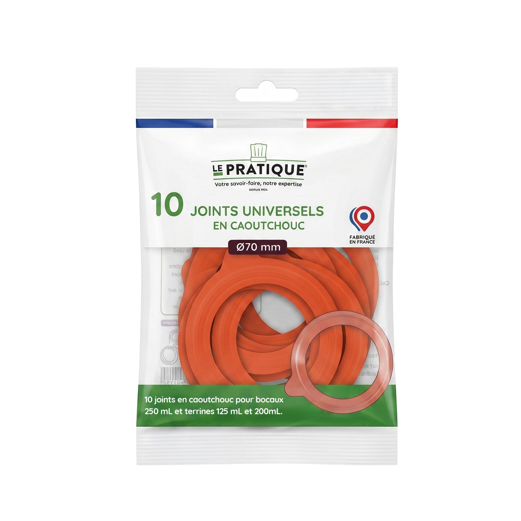 Le Pratique - Universele Rubberringen voor Weckpot - 70mm - Set van 10 - verpakking miniatuur