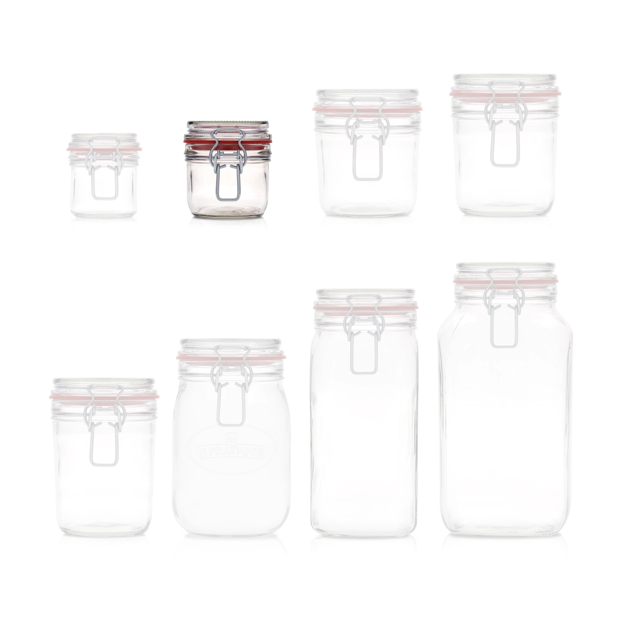 Le Pratique - Weckpot - 6x0,2 Liter - Set van 6 Beugelpotten 200ml - maatindicatie