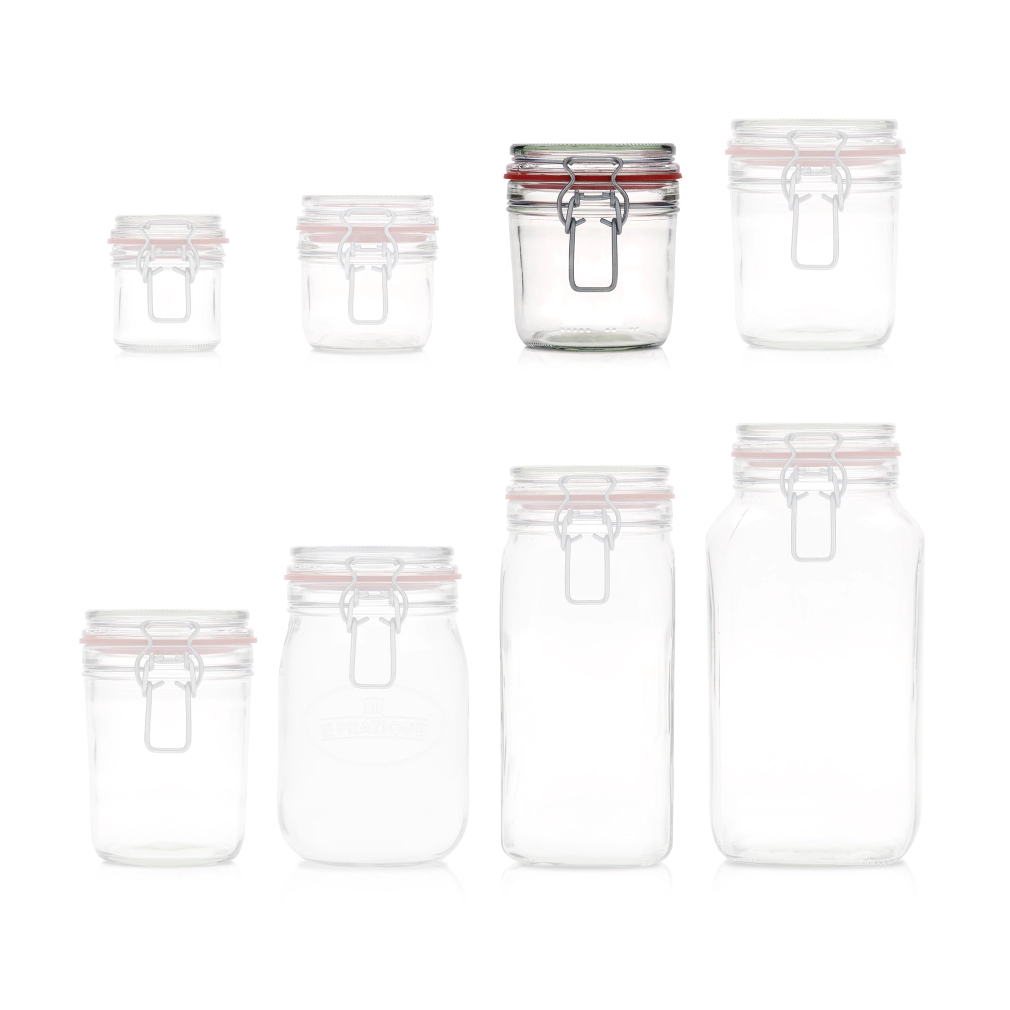 Le Pratique - Weckpot - 6x0,35 Liter - Set van 6 Beugelpotten 350ml - maatindicatie