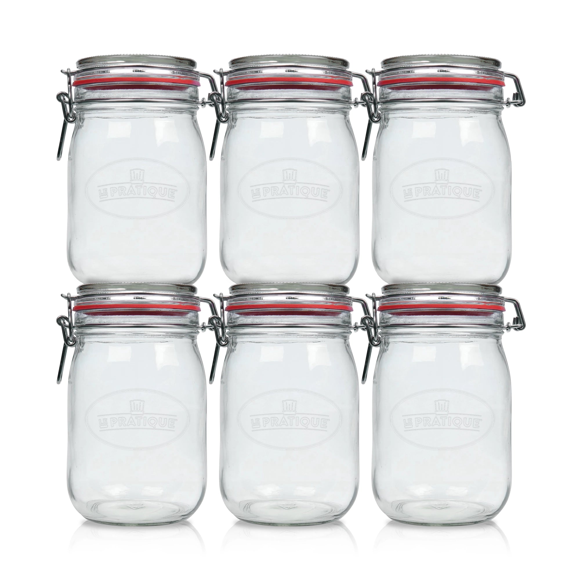 Le Pratique - Weckpot - 6x1 Liter - Set van 6 Beugelpotten 1000ml - set van 6 - productfoto miniatuur