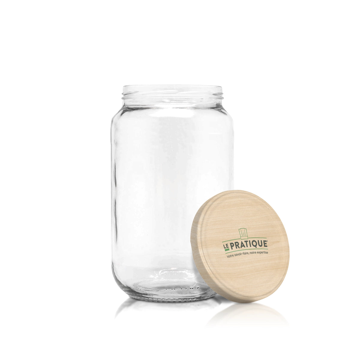Le Pratique - Glazen Voorraadpot met houtlook deksel 1,6 Liter 1600ml - productfoto miniatuur