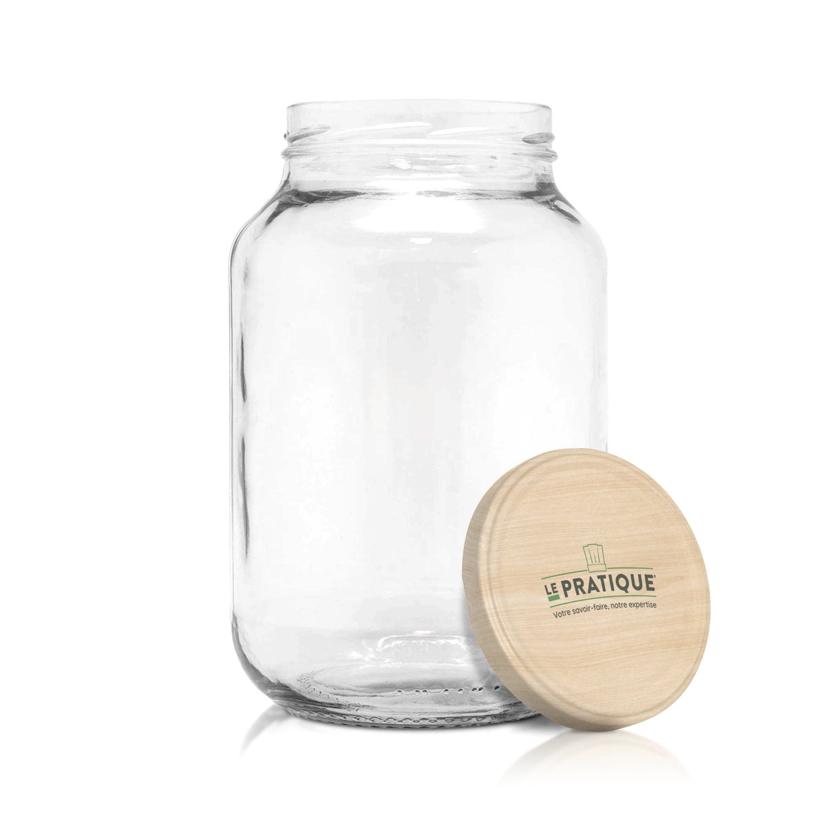 Le Pratique - Glazen Voorraadpot met houtlook deksel 3 Liter 3000ml - productfoto miniatuur