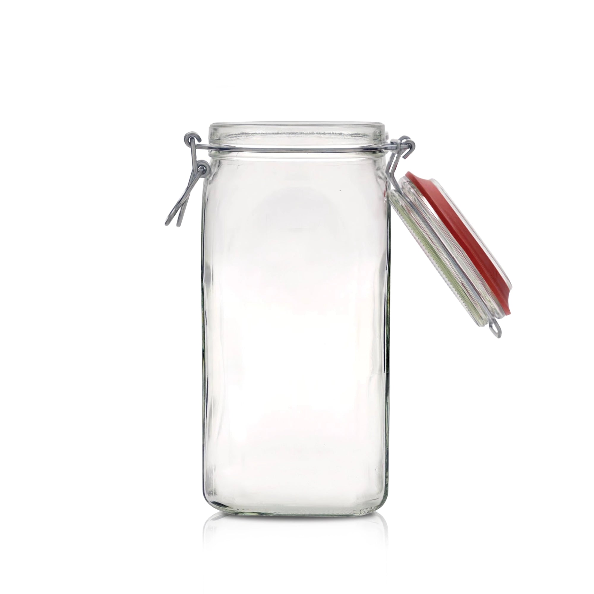 Le Pratique - Weckpot - 1,4 Liter - Vierkante Beugelpot 1400ml - open miniatuur