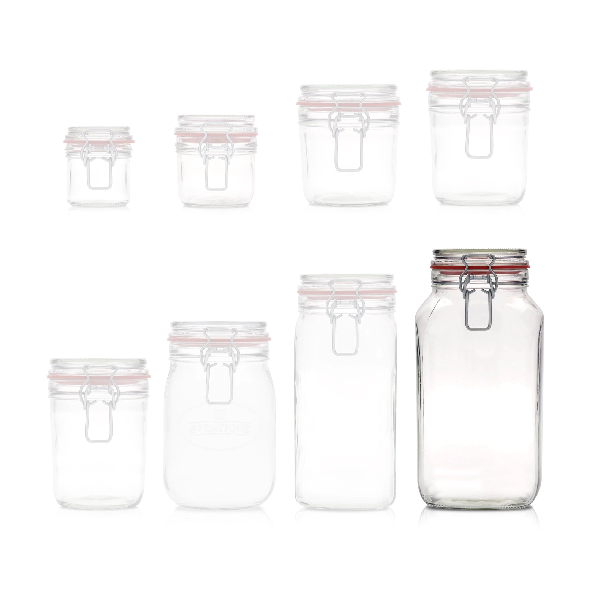Le Pratique - Weckpot - 2,5 Liter - Vierkante Beugelpot 2500ml - maatindicatie miniatuur